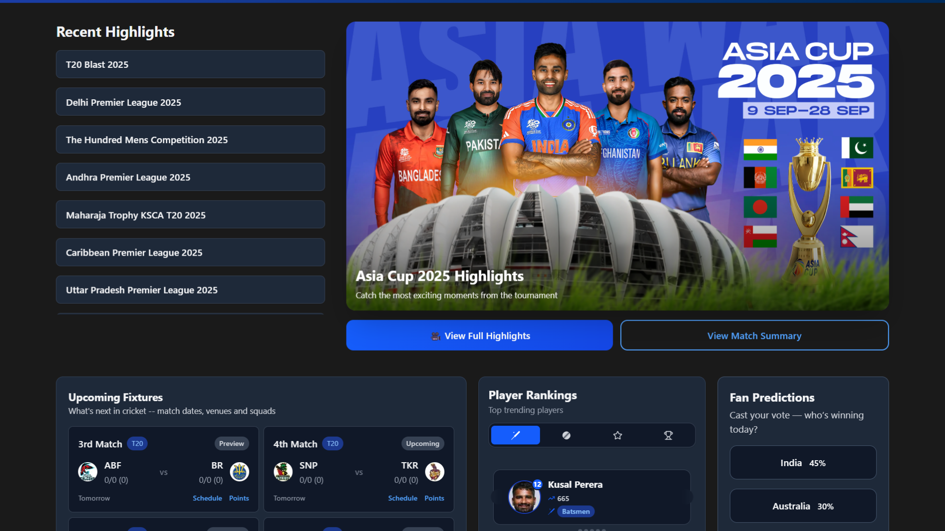 Matchtrackers — Real time match scores